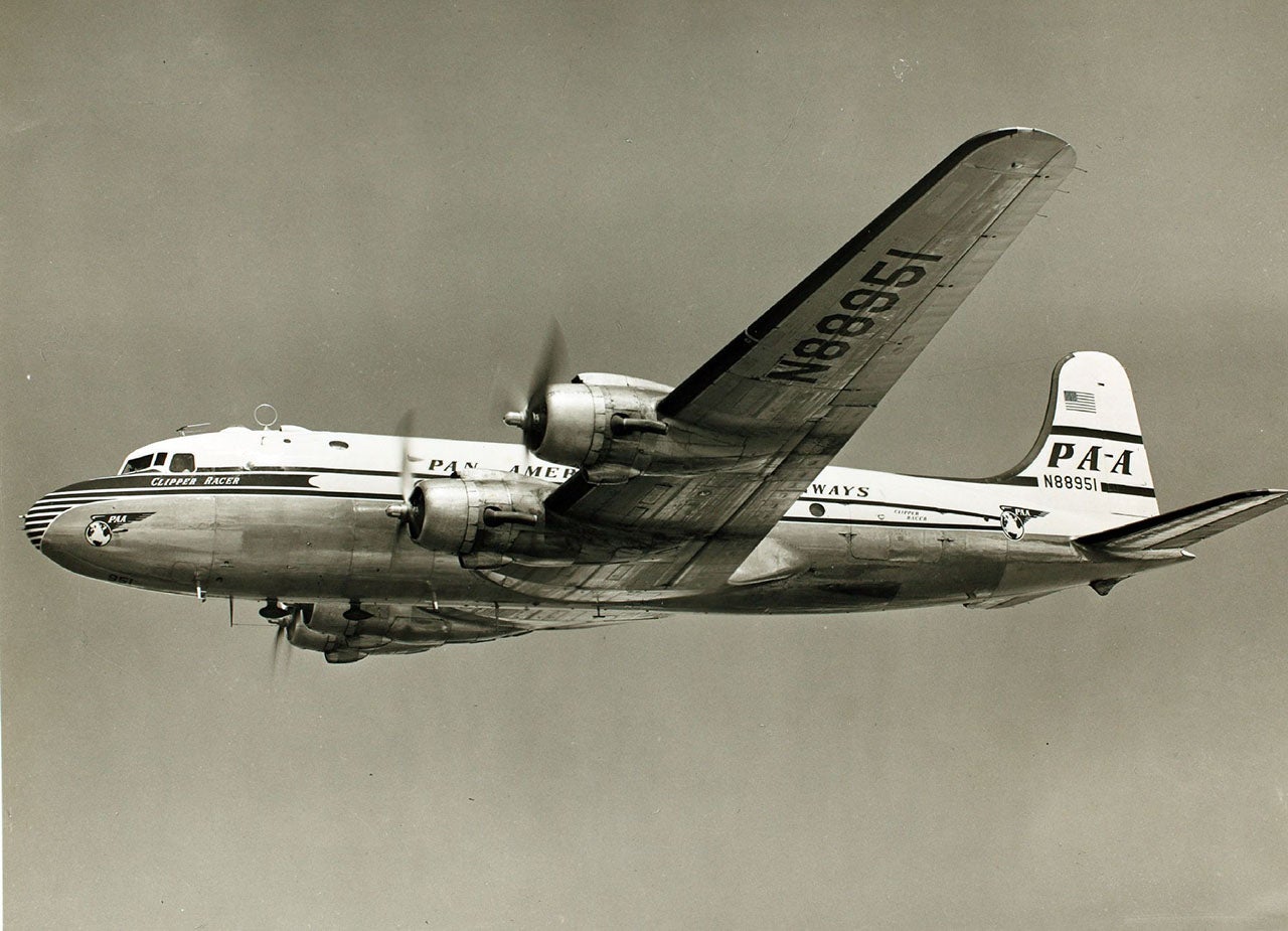A Pan Am DC-4, similar to the one in this photo, was said to have disappeared for decades only to reappear under strange circumstances. Nothing about the story, however, adds up.