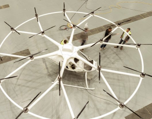 A disc of discs: 18 in all, all electric. photo courtesy e-volo
