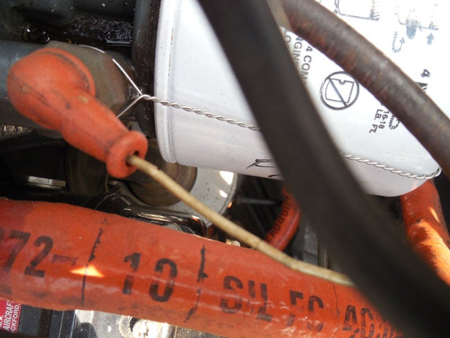 Oil filter safety wire
