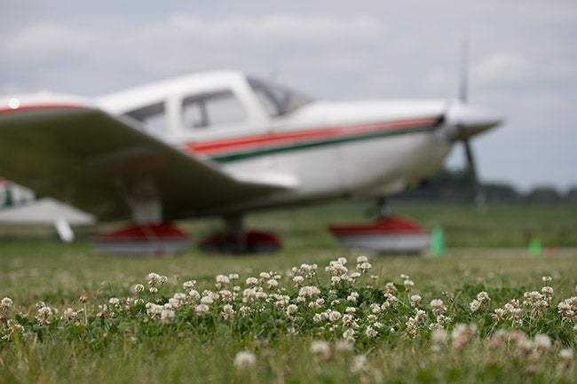 Plane parked in field
