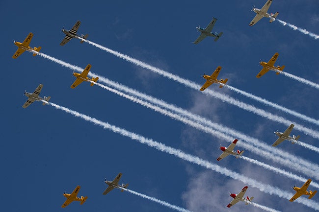 Warbird formation fly-by
