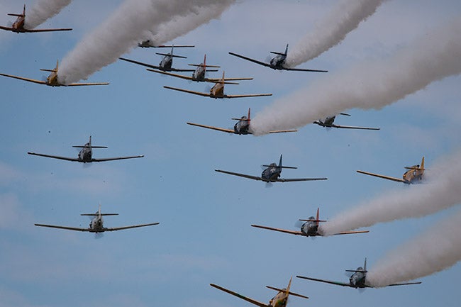 Warbird formation fly-by