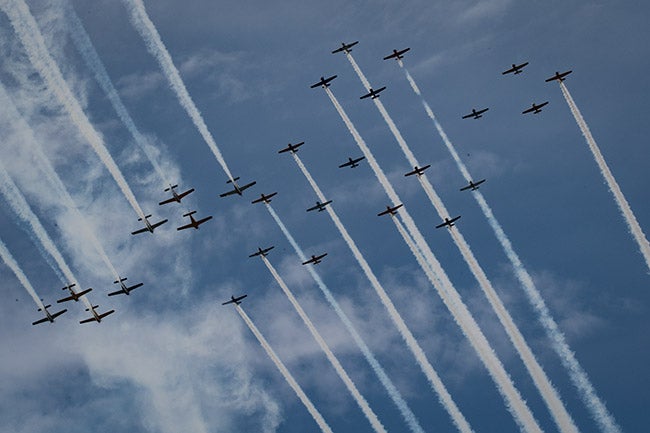 Warbird formation fly-by