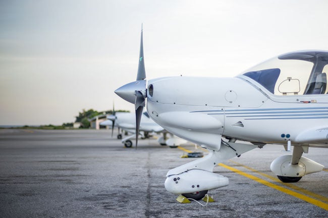 Training aircraft on ramp