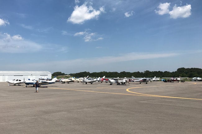 Aircraft parked on the KCKV ramp before the eclipse