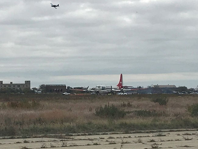 C-97G starts engines for departure