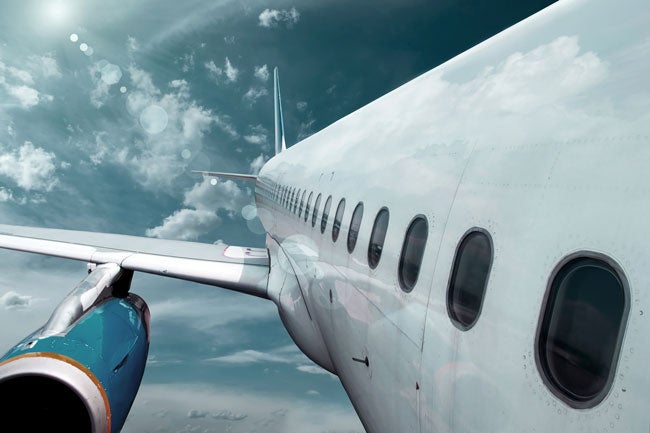 Passenger jet in flight