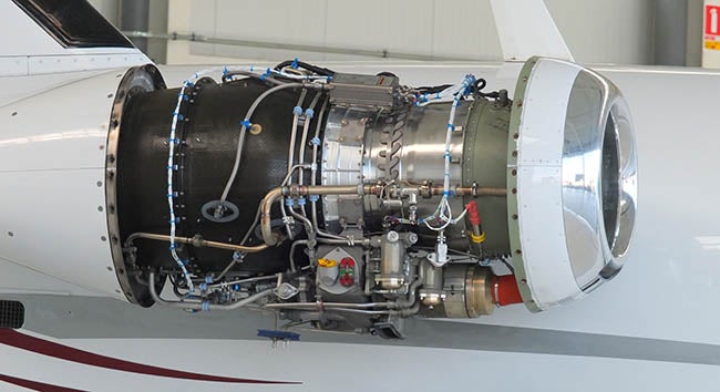 A PW 615 turbine engine.