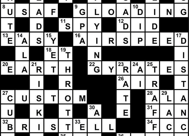 Crossword Answer Key August 2018