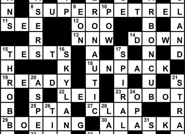 October 2018 Crossword Key