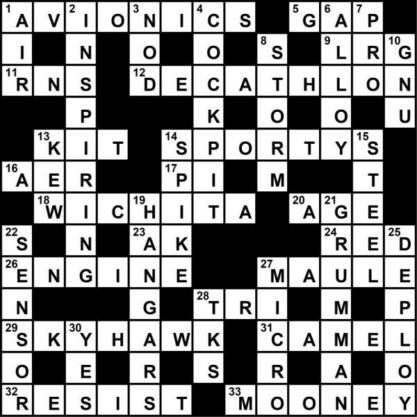 December 2018 Crossword Key
