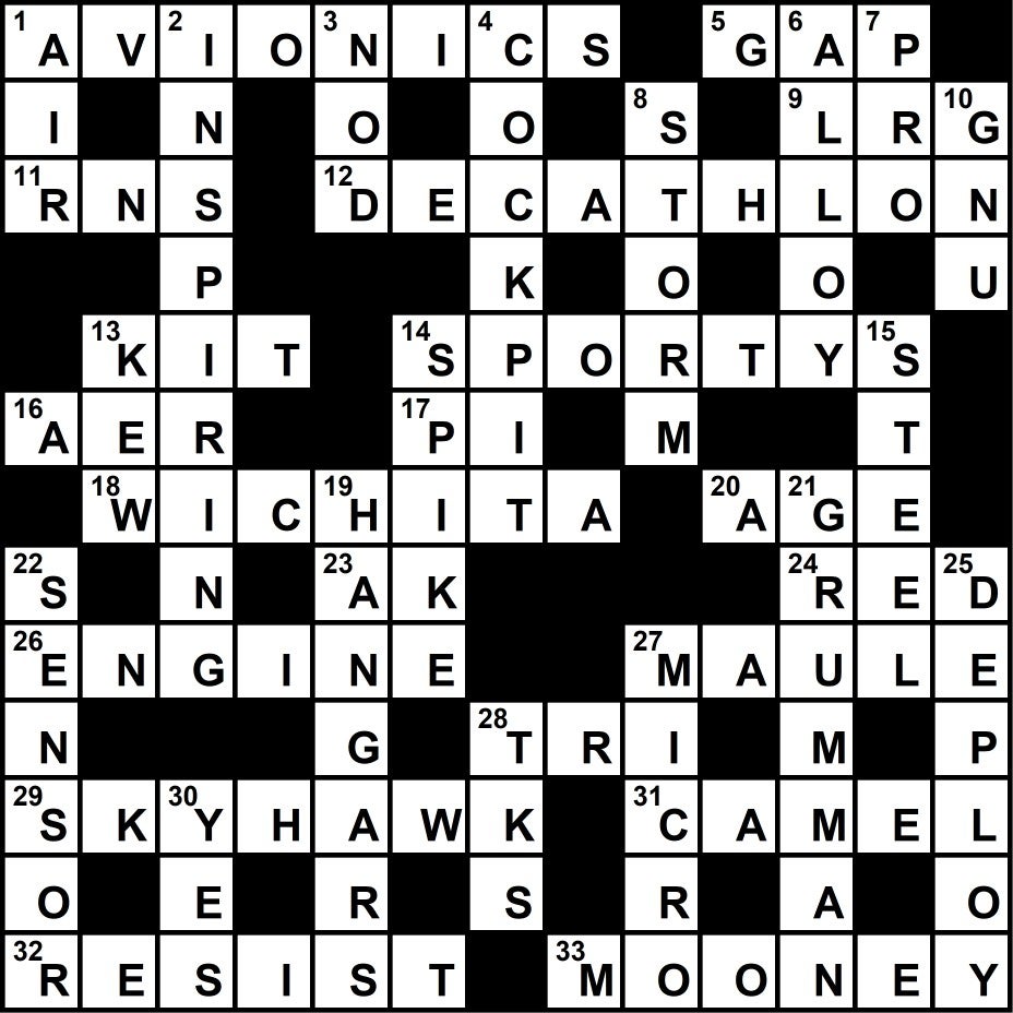 December 2018 Crossword Key