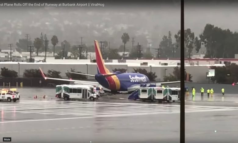 Southwest Airplane overruns runway.