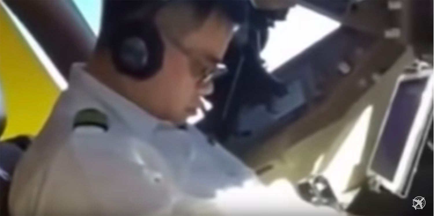 Pilot asleep in the cockpit