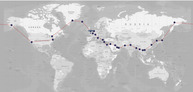 Map of the Spitfire's journey