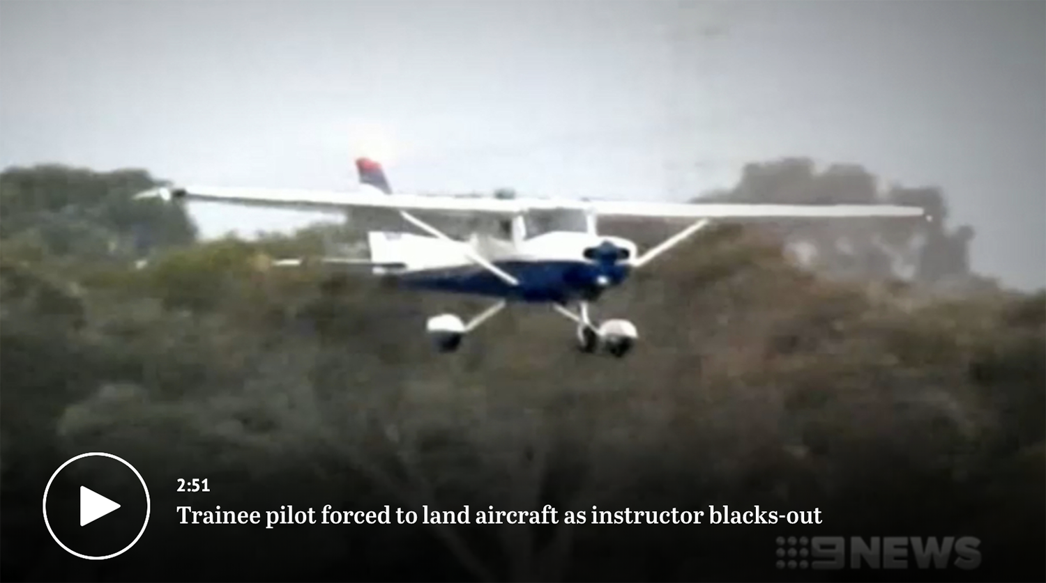 Student pilot landing a plane