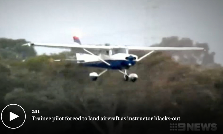 Student pilot landing a plane
