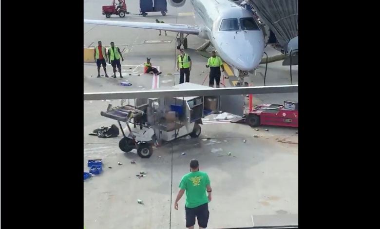 Video of an out of control food cart at O'Hare International Airport