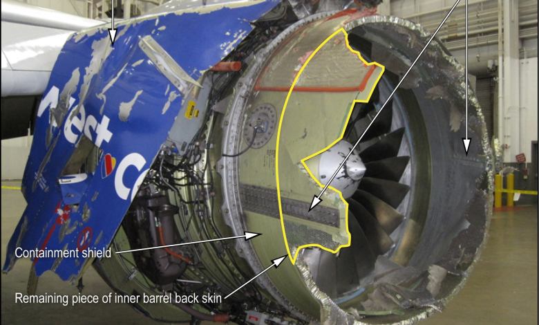 Inlet damage on Southwest Airlines Flight 1380