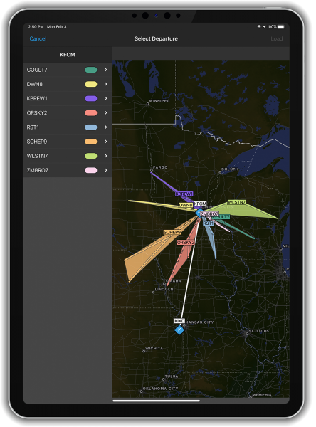 Procedure Selector on the Garmin Pilot App