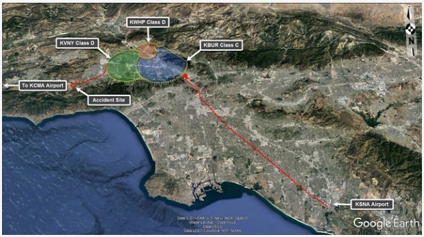 Radar/ADS-B Track of the helicopter that Kobe Bryant and eight others were on.