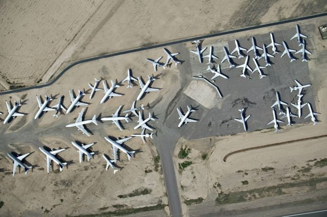 Airplanes parked as airlines are cutting staff amid the coronavirus pandemic.