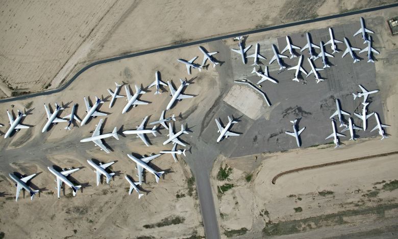 Airplanes parked as airlines are cutting staff amid the coronavirus pandemic.