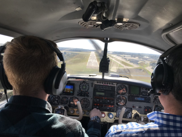 Nathan Bishop flying a complex aircraft