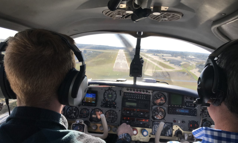 Nathan Bishop flying a complex aircraft
