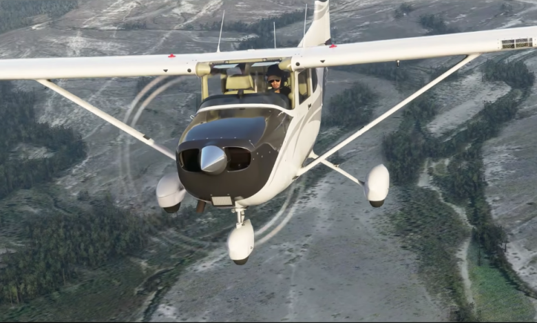 Pilot flying an airplane