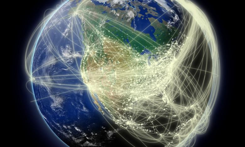 A network of flight paths.