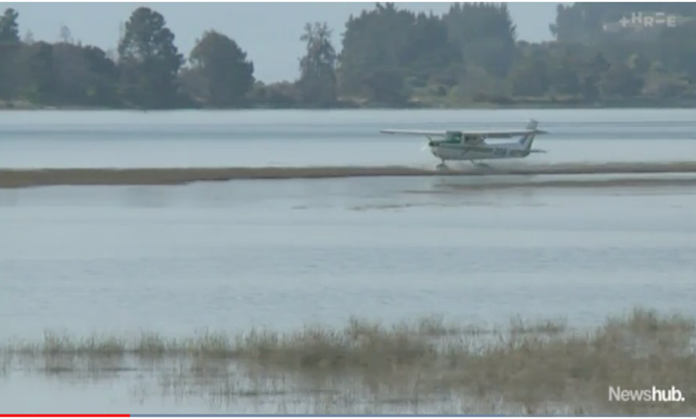 A screenshot from a video of a stranded Cessna 150.