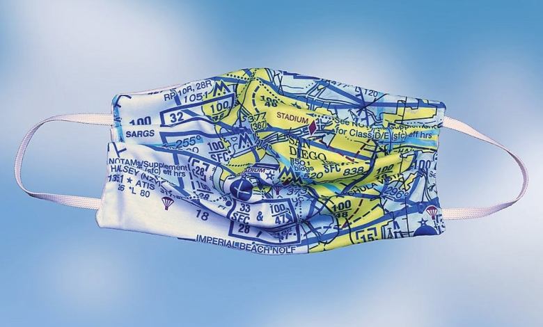 This Custom U.S. Aeronautical Chart Face Mask is one of our featured products for aviation enthusiasts.