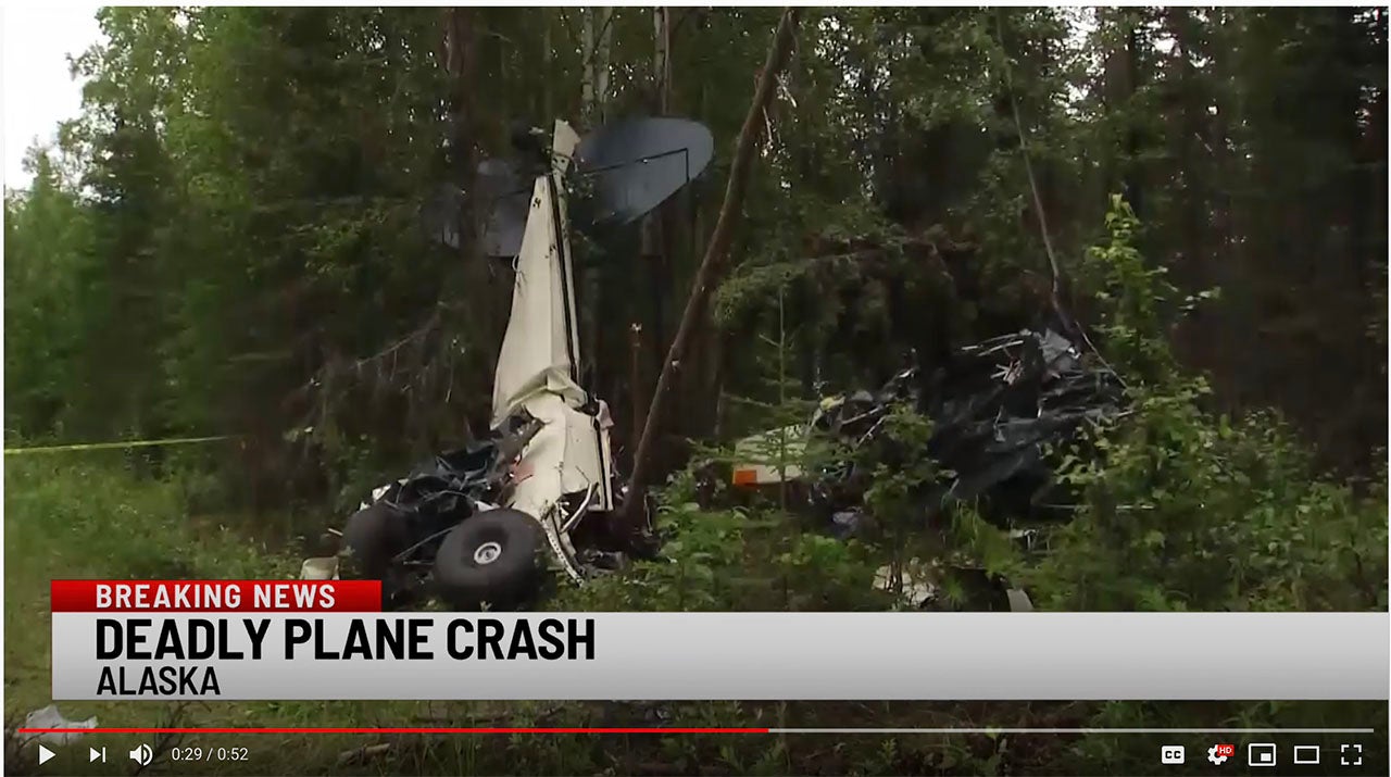 A screencap of WSPA 7News coverage of the incident shows a damaged plane.