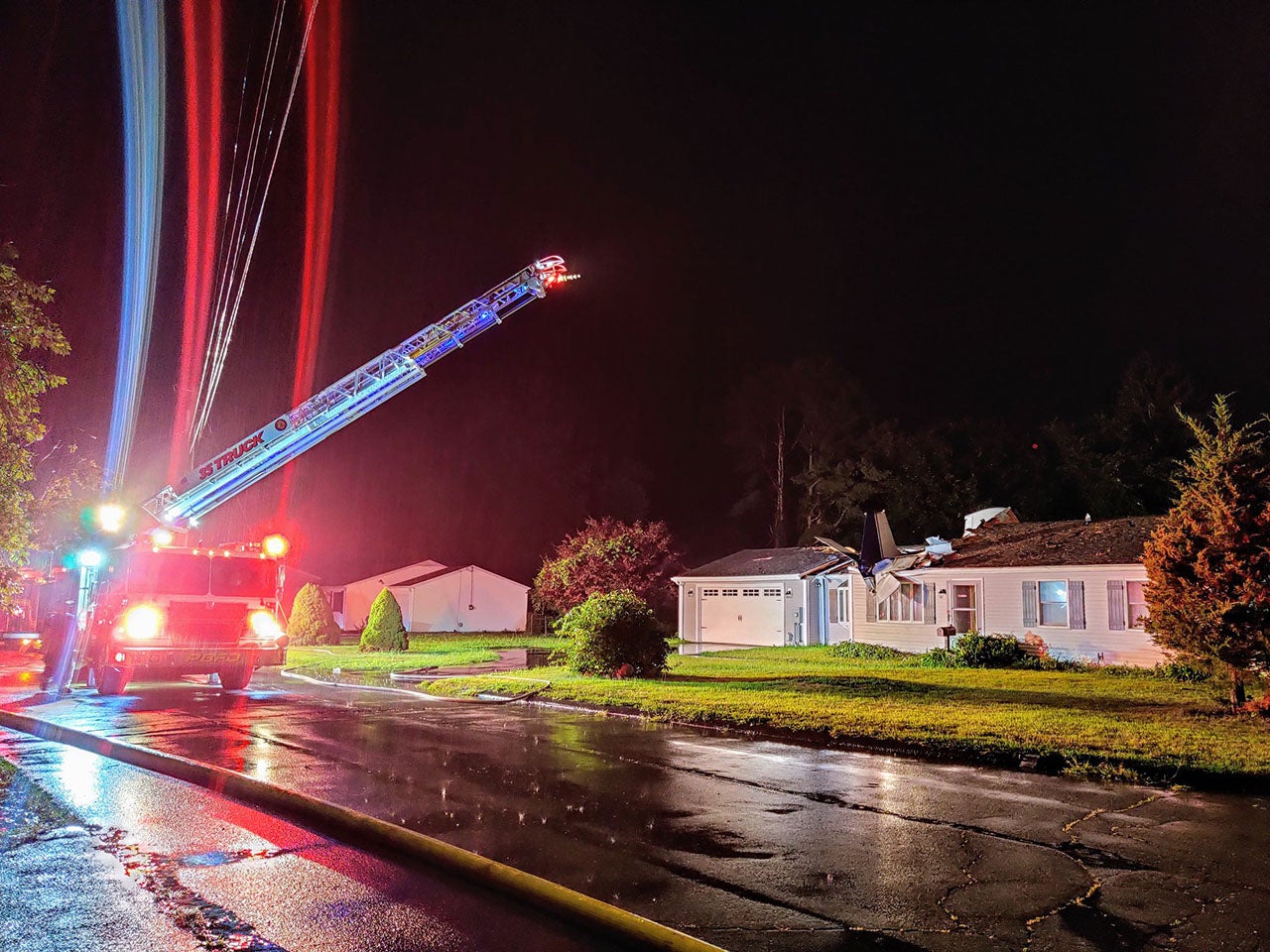 Plane crashes onto house in Groton, Connecticut. Photo courtesy of Groton Police Department