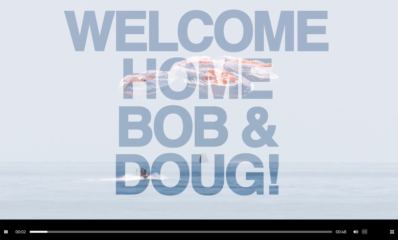 A screenshot of NASA's Welcome Home video for the crew of SpaceX