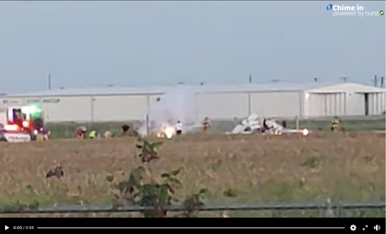 A screenshot shows the aftermath of a midair collision in Texas.