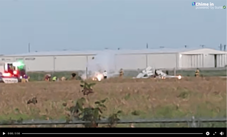 A screenshot shows the aftermath of a midair collision in Texas.