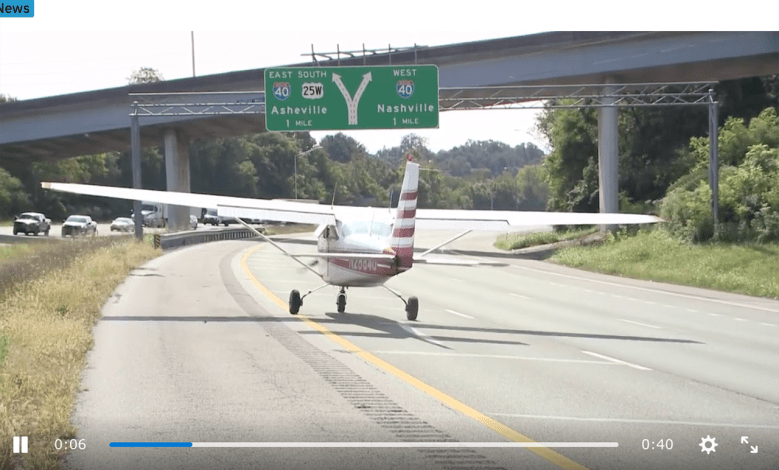 Plane takes off from freeway