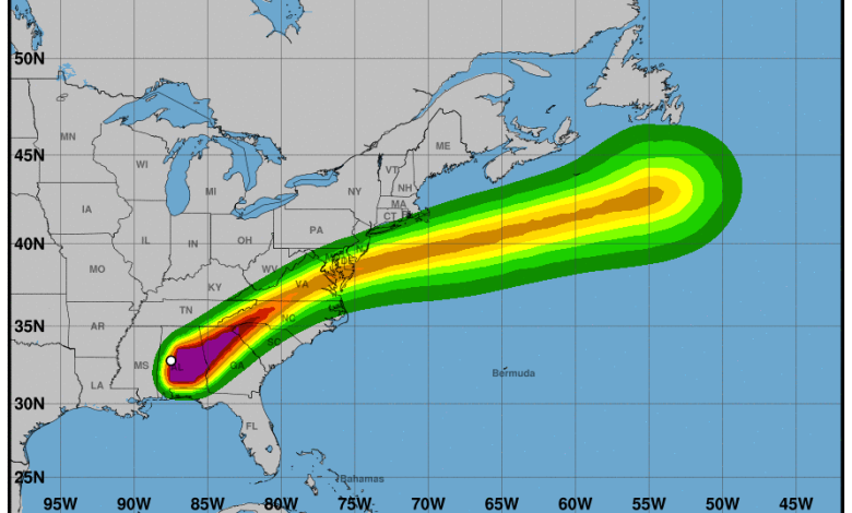 Hurricane Zeta projected path