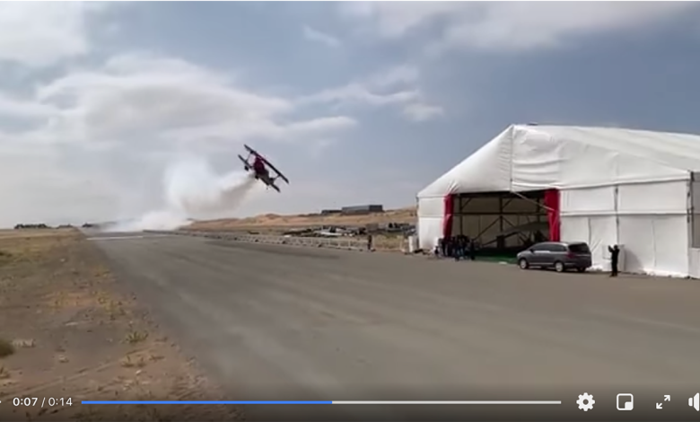 Video shows a pilot make a low pass.