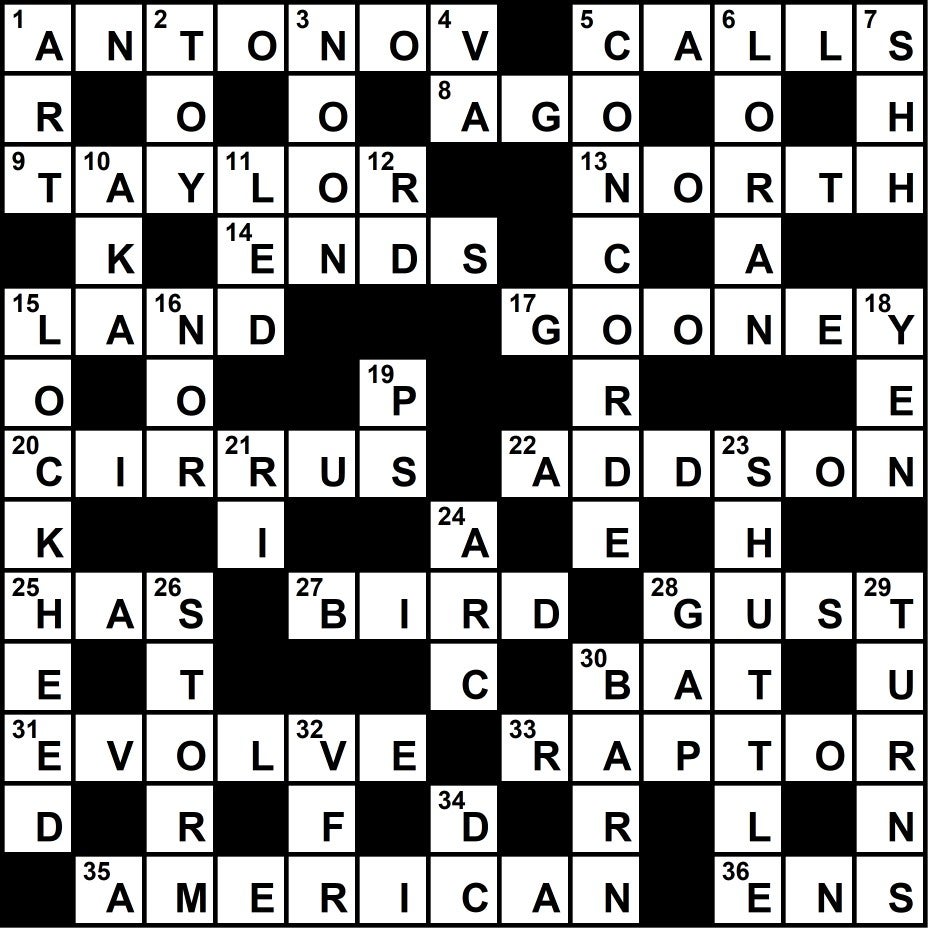 December 2020 Crossword Key