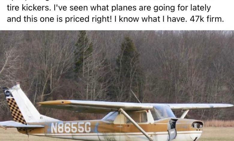 A fake airplane ad featuring a one-day-only sale for a 1967 Cessna 150.