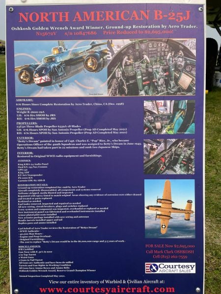 B-25 For Sale Flyer