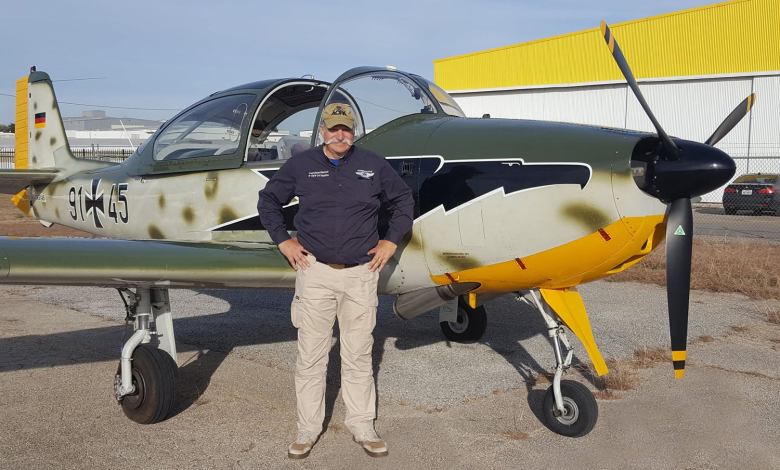 Brad Marzari with his Focke-Wulf FWP 149D