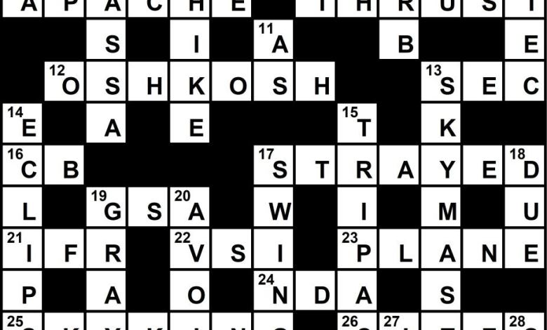 November 2021 Crossword Key
