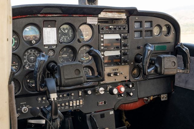 Old wing private airplane waiting for take off