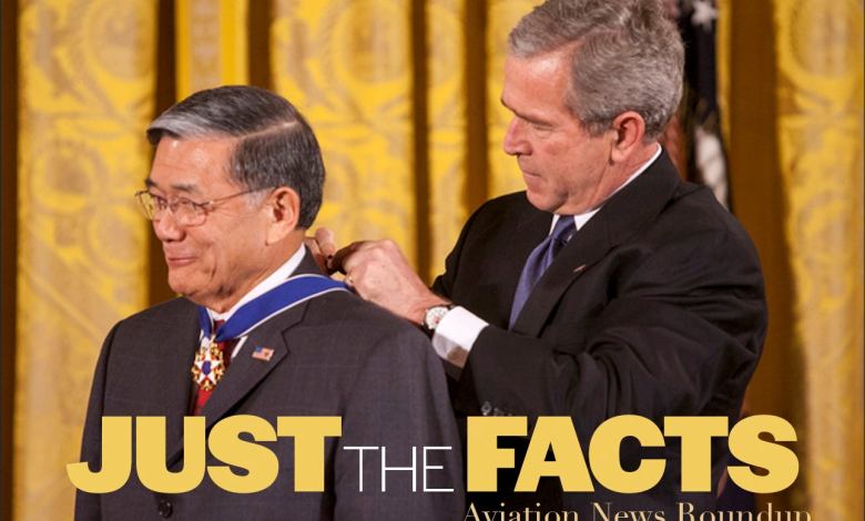 Transportation Secretary Norman Mineta being awarded the Medal of Honor by President George W. Bush. Mineta passed away earlier this week at the age of 90. - Just The Facts