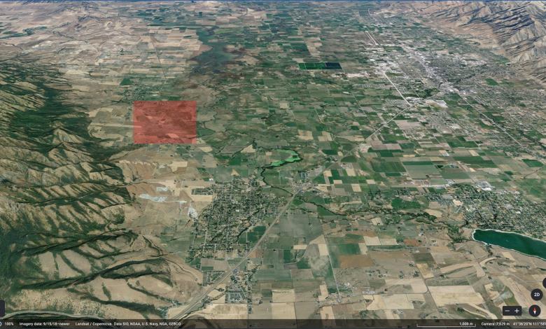 The remote, agricultural area of Cache County, Utah, where the fatal crash of a Utah State training aircraft took place.