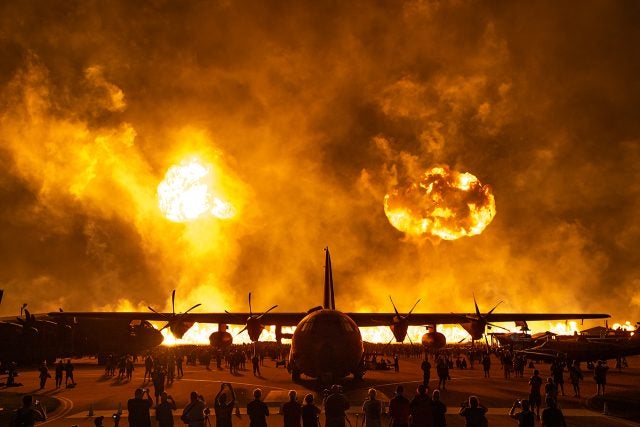 EAA's signature wall of flames